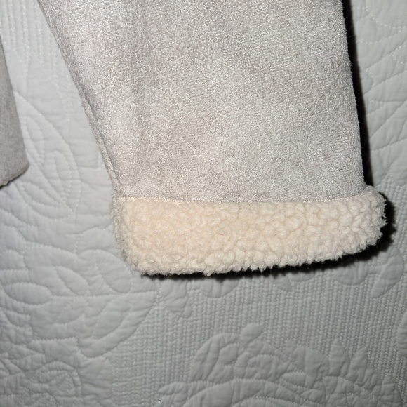 Lauren By Ralph Lauren Womens Faux Suede Shearling Jacket, Medium, Gray Beauty! - Picture 4 of 8